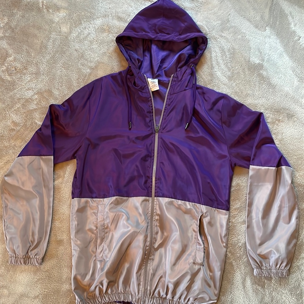 Small Purple & Gray Zip Up Windbreaker